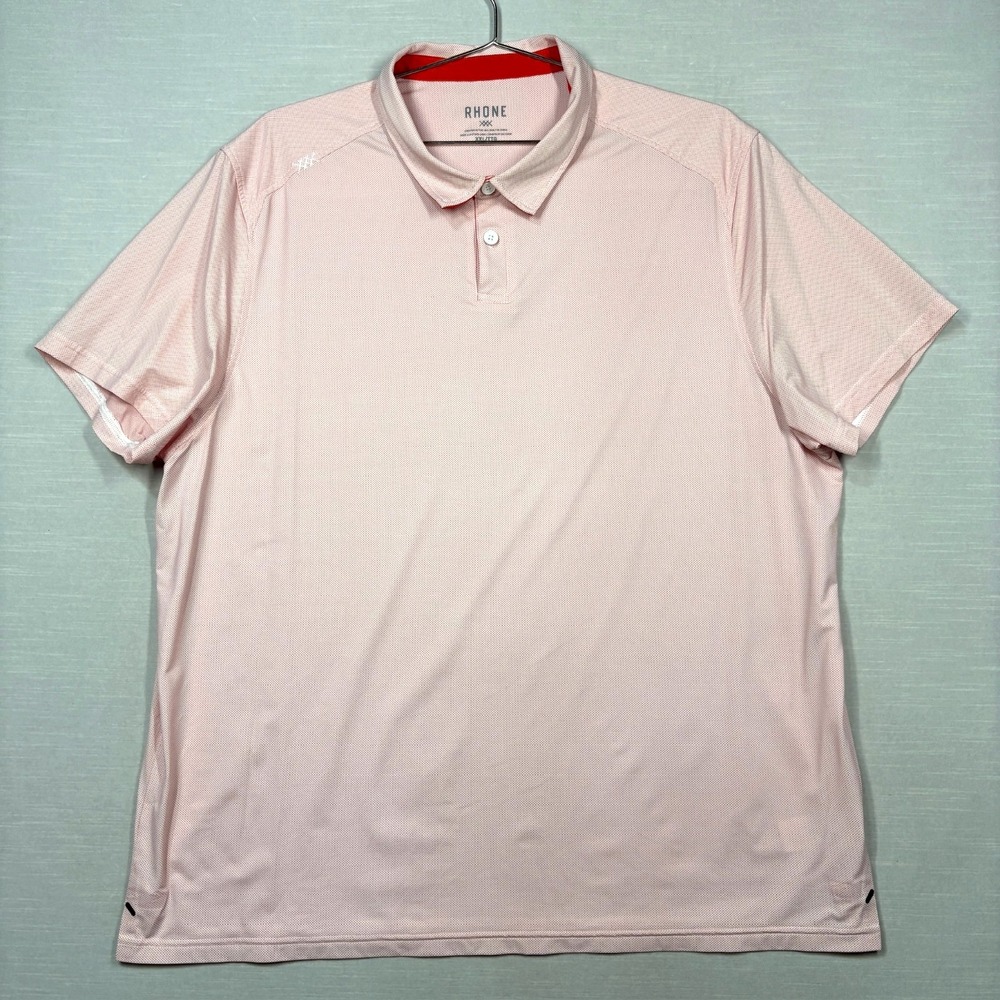 Rhone Polo Shirt Mens XXL Pink Dot Performance Stretch Athletic Golf 101132